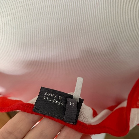 Urban Outfitters Red White Striped Panel Crop Top - Picture 3 of 3